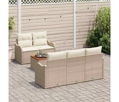 Sodo Sofų Rinkinys 6 Pcs Bežinė Ir Kreminė 55 X 55 X 37 Cm