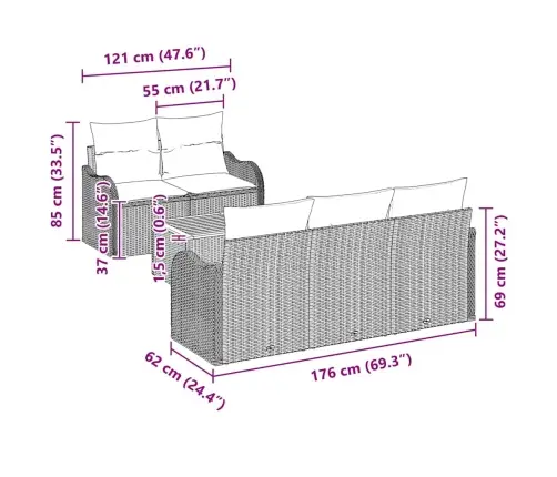 Sodo Sofų Rinkinys 6 Pcs Bežinė Ir Kreminė 55 X 55 X 37 Cm