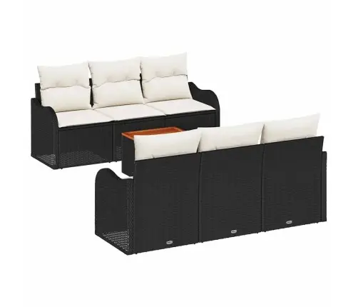 Dārza Dīvānu Komplekts 7 Pcs Melns, Balts Liels Vidaxl Dārza Dīvānu Komplekts 7 Pcs Melns, Balts Liels Vidaxl