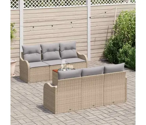 Sodo Sofų Rinkinys 7 Pcs Smėlio Ir Šviesiai Pilkos Spalvos Sodo Sofų Rinkinys 7 Pcs Smėlio Ir Šviesiai Pilkos Spalvos