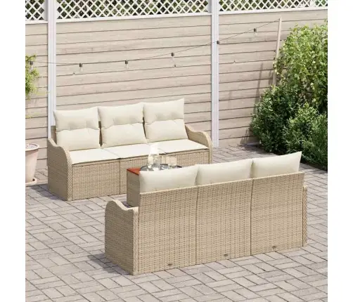 Dārza Dīvānu Komplekts 7 Pcs Bežs, Balts Liels Rotangpalma Vidaxl