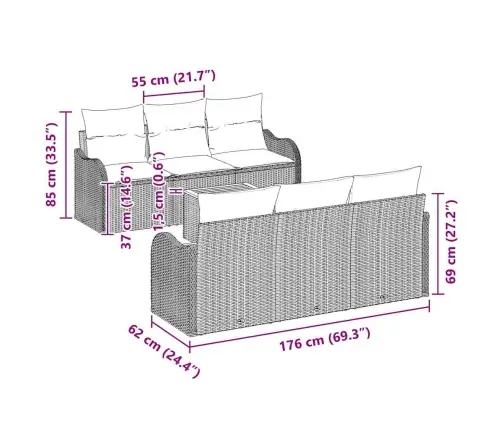 Dārza Dīvānu Komplekts 7 Pcs Bežs, Balts Liels Rotangpalma Vidaxl