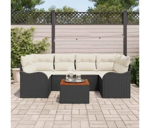 Sodo Sofų Rinkinys 7 Pcs Juoda Ir Balta Sodo Sofų Rinkinys 7 Pcs Juoda Ir Balta