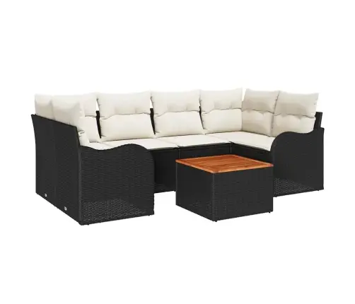 Sodo Sofų Rinkinys 7 Pcs Juoda Ir Balta Sodo Sofų Rinkinys 7 Pcs Juoda Ir Balta