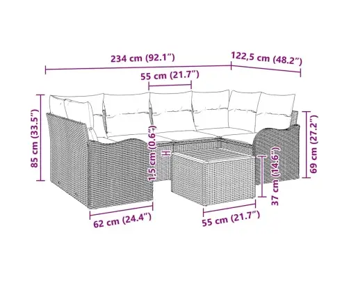 Sodo Sofų Rinkinys 7 Pcs Juoda Ir Balta Sodo Sofų Rinkinys 7 Pcs Juoda Ir Balta