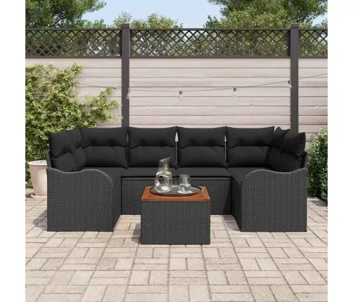 Sodo Sofų Rinkinys 7 Pcs Juoda