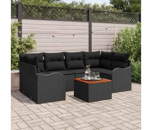 Sodo Sofų Rinkinys 7 Pcs Juoda