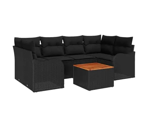 Sodo Sofų Rinkinys 7 Pcs Juoda