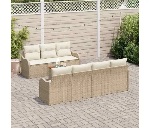 Sodo Sofų Rinkinys 8 Pcs Bežinė Ir Kreminė Poliratanas