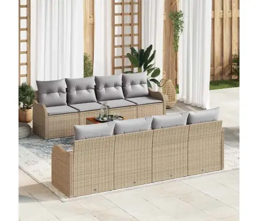 Aia Diivanikomplekt 9 Pcs Beež Ja Heledhall Polürotang