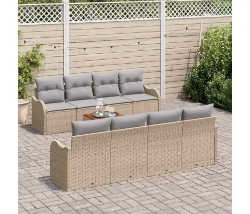 Aia Diivanikomplekt 9 Pcs Beež Ja Heledhall Polürotang