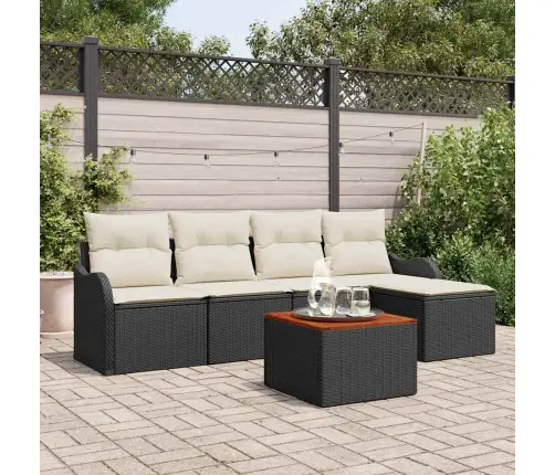 Dārza Dīvānu Komplekts 6 Pcs Melns, Balts Liels Vidaxl