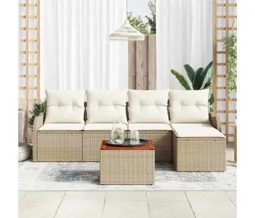 Dārza Dīvānu Komplekts 6 Pcs Bežs, Balts Vidaxl
