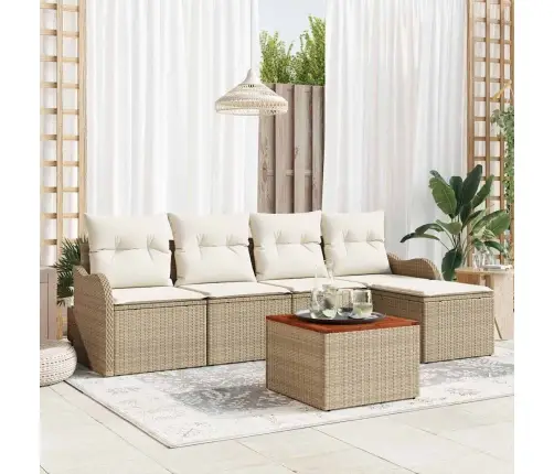 Dārza Dīvānu Komplekts 6 Pcs Bežs, Balts Vidaxl