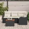 Dārza Sofa Komplekts 5 Pcs Melns, Balts Vidēja Ratan, Koks Vidaxl
