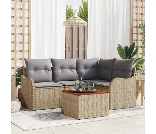 Dārza Dīvānu Komplekts 5 Pcs Bēša Un Gaiši Pelēka Vidaxl