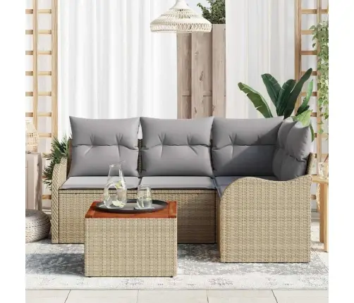 Dārza Dīvānu Komplekts 5 Pcs Bēša Un Gaiši Pelēka Vidaxl