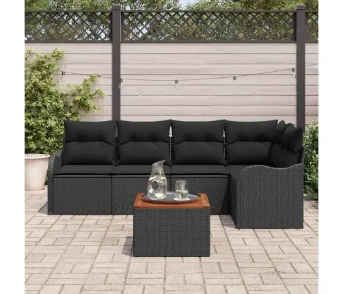 Dārza Dīvānu Komplekts 6 Pcs Melna Liels Vidaxl