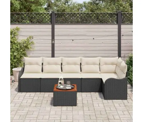 Sodo Sofų Rinkinys 7 Pcs Juoda Ir Balta