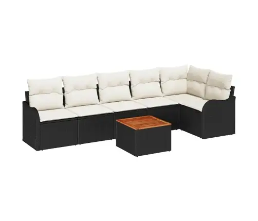 Sodo Sofų Rinkinys 7 Pcs Juoda Ir Balta