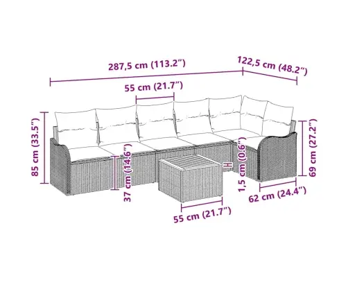 Dārza Dīvānu Komplekts 7 Pcs Bežs, Balts Liels Vidaxl