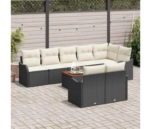 Sodo Sofų Rinkinys 9 Pcs Juoda Ir Balta