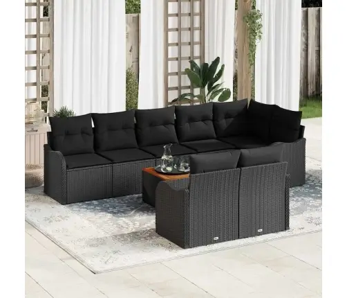 Sodo Sofų Rinkinys Su Saugykla 9 Pcs Juoda Poliratanas
