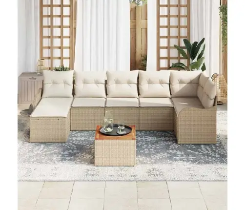 Dārza Dīvānu Komplekts 8 Pcs Bežs, Balts Liels Vidaxl