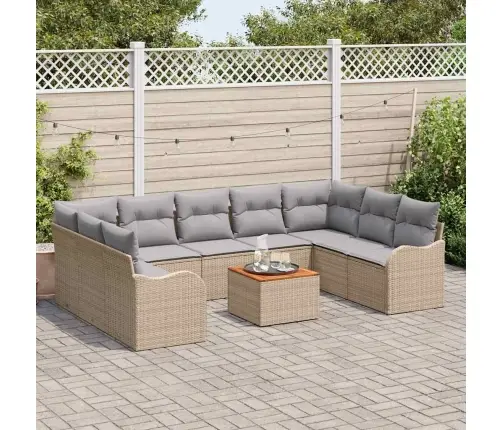 Sodo Sofa Rinkinys 10 Pcs Smėlio Ir Šviesiai Pilkos Spalvos