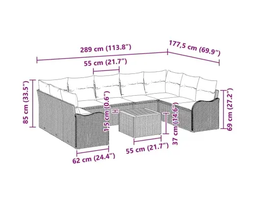 Sodo Sofa Rinkinys 10 Pcs Smėlio Ir Šviesiai Pilkos Spalvos