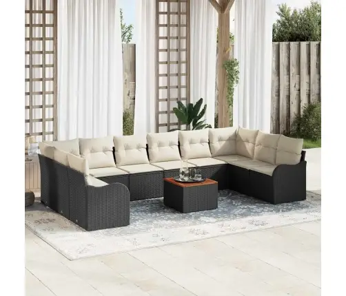 Dārza Dīvānu Komplekts 11 Pcs Melns, Balts Liels Vidaxl