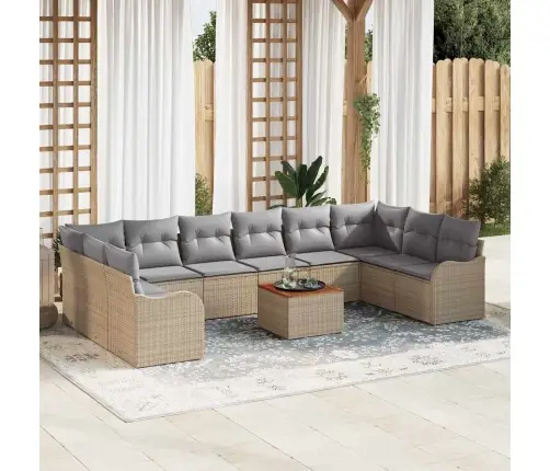 Dārza Dīvānu Komplekts 11 Pcs Bežs, Gaiši Pelēks Liels Vidaxl