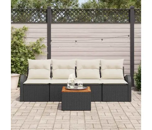 Sodo Sofų Rinkinys 5 Pcs Juoda Ir Balta