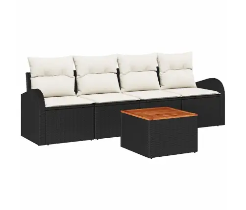 Sodo Sofų Rinkinys 5 Pcs Juoda Ir Balta