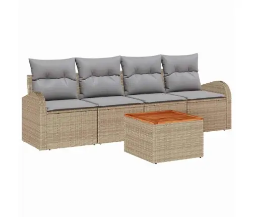 Sodo Sofų Rinkinys 5 Pcs Smėlio Ir Šviesiai Pilkos Spalvos