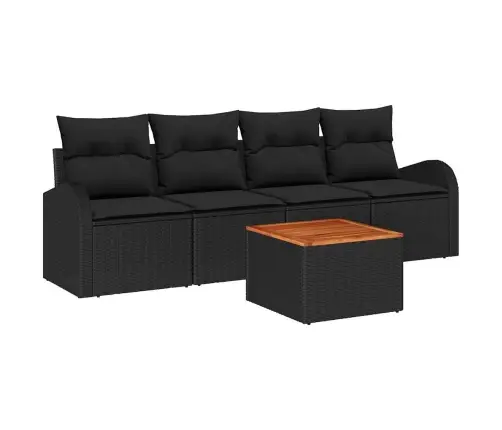 Sodo Sofų Rinkinys 5 Pcs Juoda