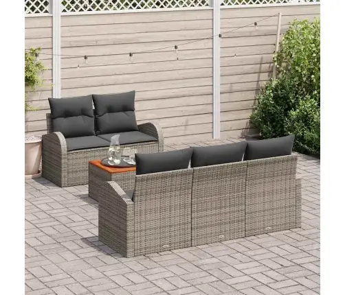 Sodo Sofų Rinkinys Su Saugykla 6 Pcs Pilka Poliratanas