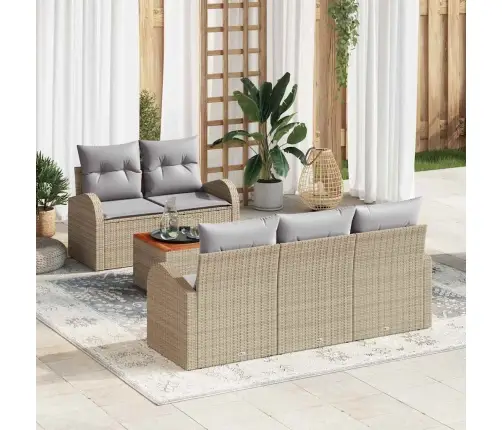 Dārza Dīvānu Komplekts 6 Pcs Bežs, Gaiši Pelēks Vidējs Vidaxl