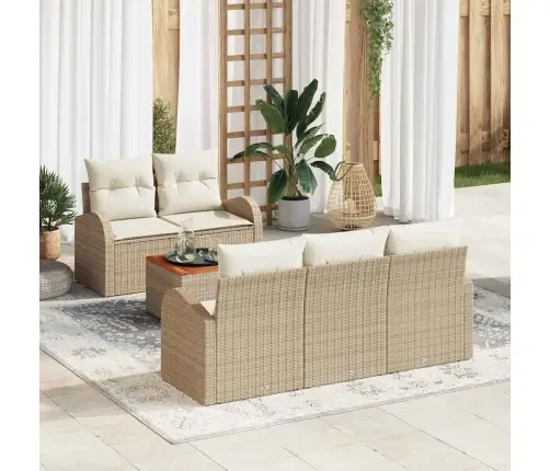 Dārza Dīvānu Komplekts 6 Pcs Bežs, Balts Liels Rattan Un Metāls Vidaxl