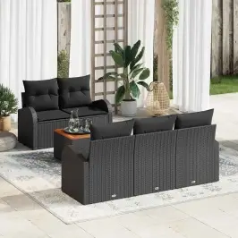 Dārza Dīvānu Komplekts 6 Pcs Melna Vidaxl