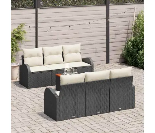 Sodo Sofų Rinkinys 7 Pcs Juoda Ir Balta