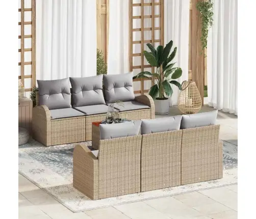 Dārza Dīvānu Komplekts 7 Pcs Bežs, Gaiši Pelēks Vidējs Vidaxl