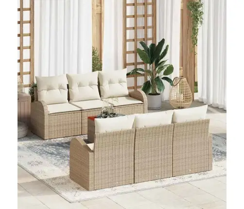 Dārza Dīvānu Komplekts 7 Pcs Bežs, Balts Vidējs Vidaxl