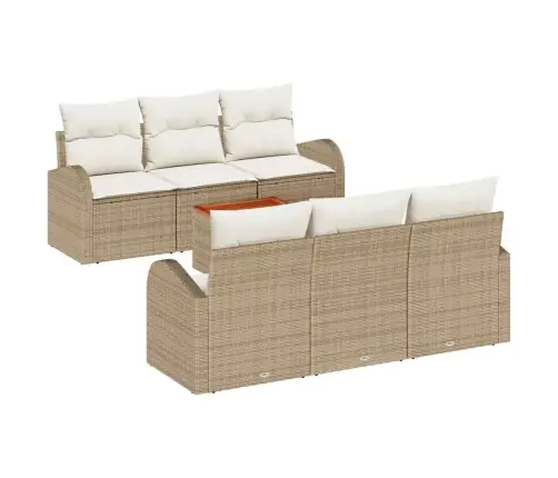 Dārza Dīvānu Komplekts 7 Pcs Bežs, Balts Vidējs Vidaxl