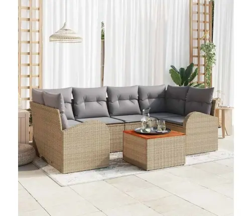 Dārza Dīvānu Komplekts 7 Pcs Bežs, Gaiši Pelēks Liels Vidaxl