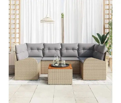 Dārza Dīvānu Komplekts 7 Pcs Bežs, Gaiši Pelēks Liels Vidaxl