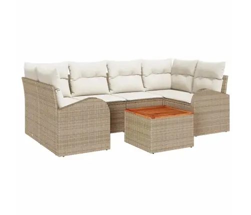 Sodo Sofų Rinkinys 7 Pcs Bežinė Ir Kreminė Poliratanas