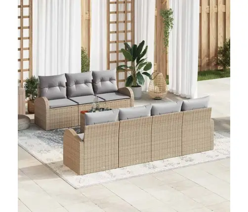 Sodo Sofų Rinkinys 8 Pcs Smėlio Ir Šviesiai Pilkos Spalvos