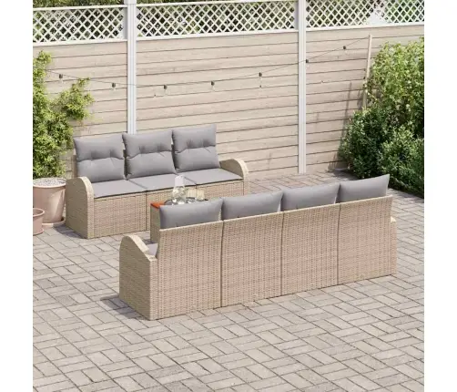 Sodo Sofų Rinkinys 8 Pcs Smėlio Ir Šviesiai Pilkos Spalvos