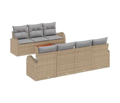 Sodo Sofų Rinkinys 8 Pcs Smėlio Ir Šviesiai Pilkos Spalvos